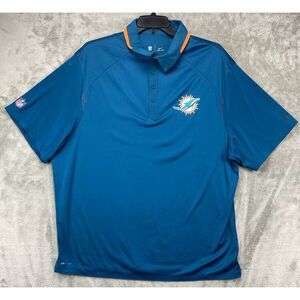 Miami Dolphins‎ Men's Nike On Field Dri-Fit Polo Shirt Size 3XL Blue